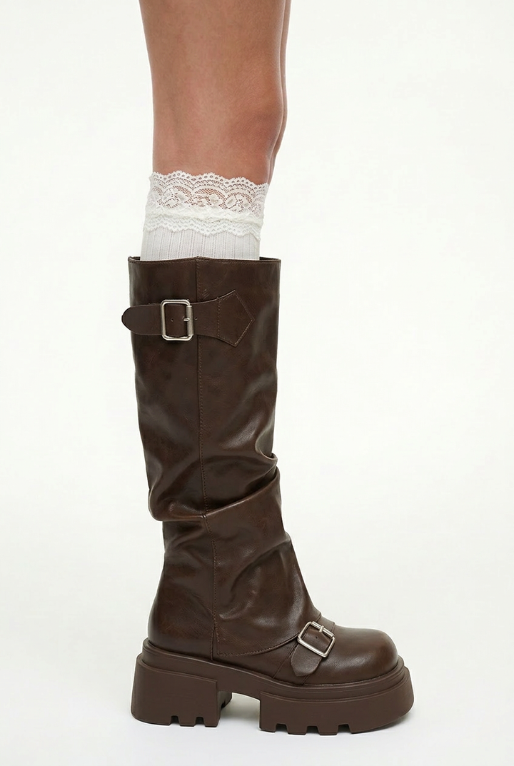 Retro Platform Mid-Calf Martin Boots