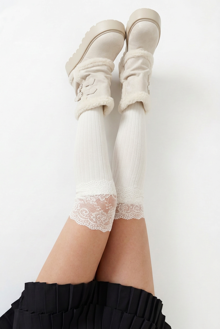 Thick Sole Fleece Mid-Calf Snow Boots
