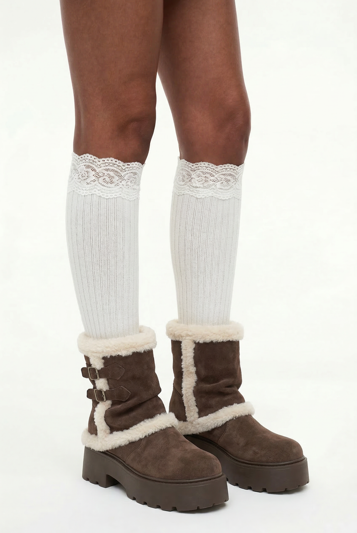 Thick Sole Fleece Mid-Calf Snow Boots
