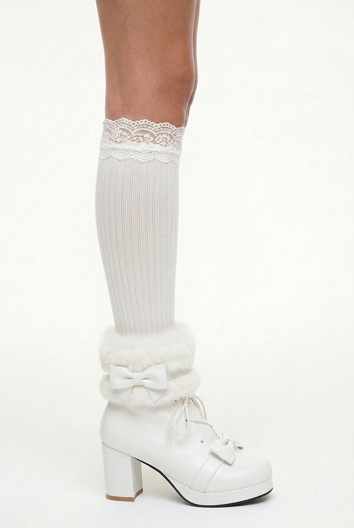 Fur-Lined Mid Heel Winter Boots