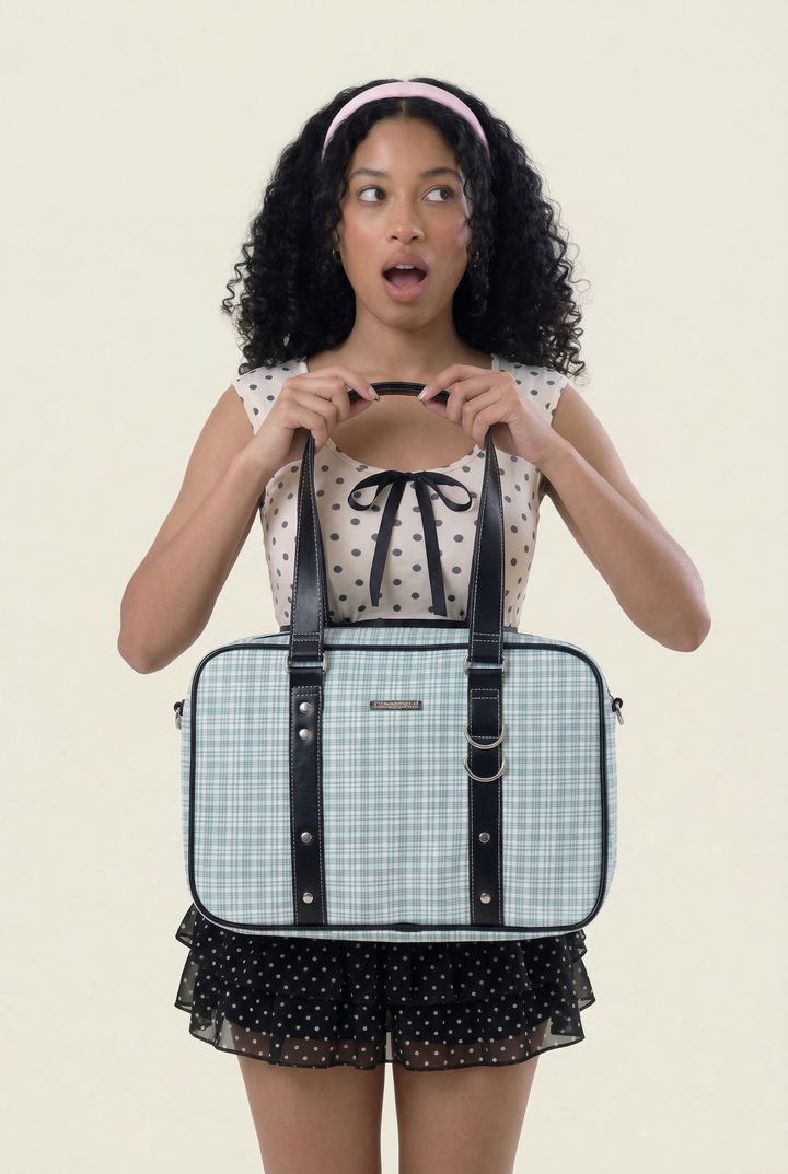 Preppy Plaid Large Tote Bag
