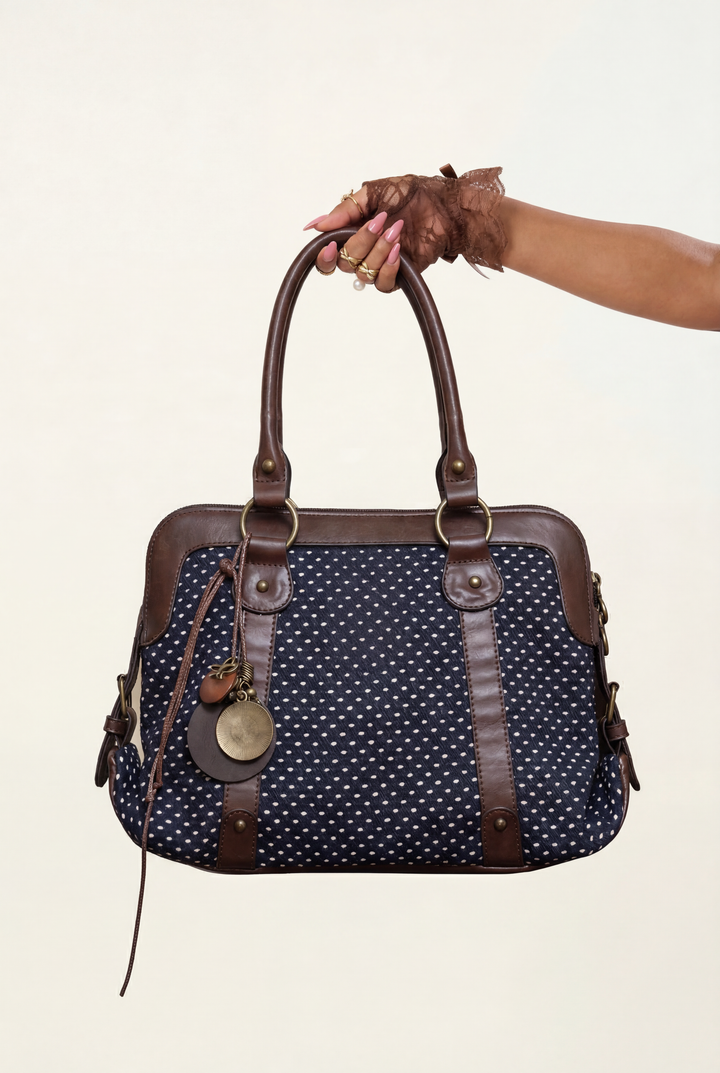 Retro Polka Dot Canvas Tote