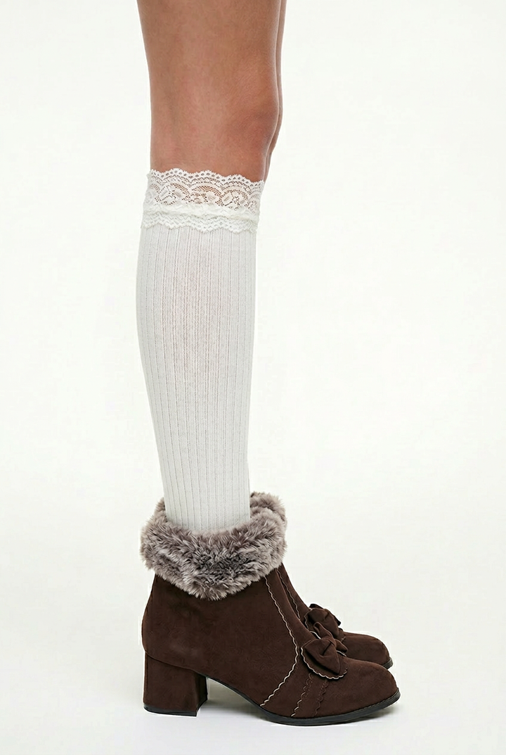 Fleece-Lined Suede Short Boots