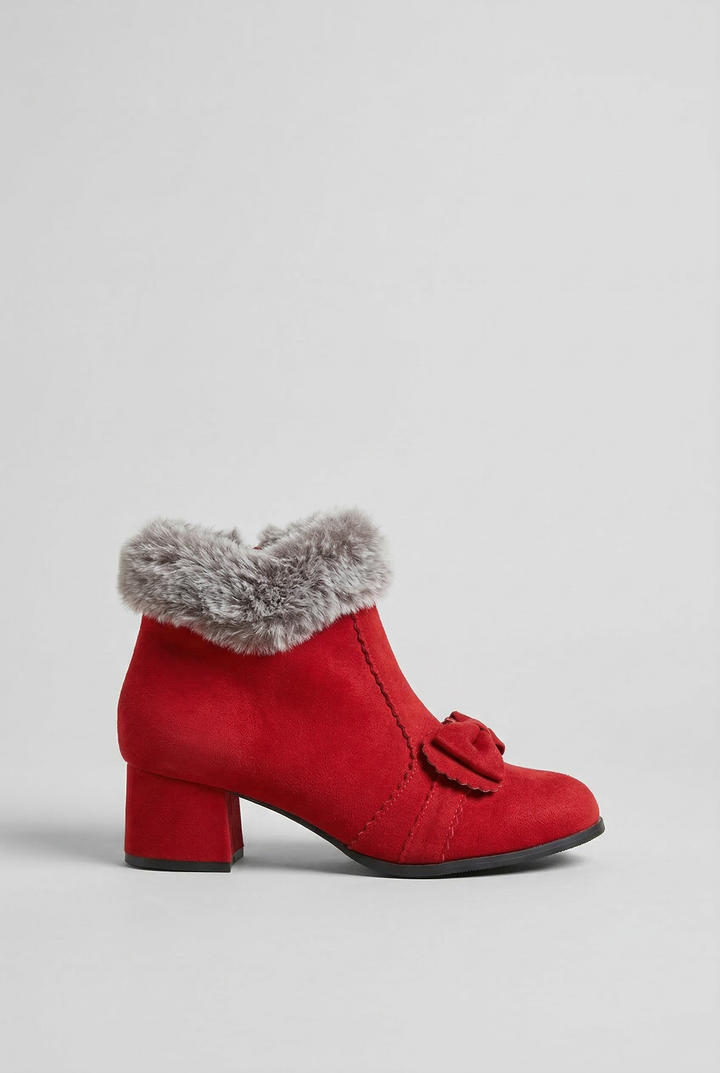 Fleece-Lined Suede Short Boots