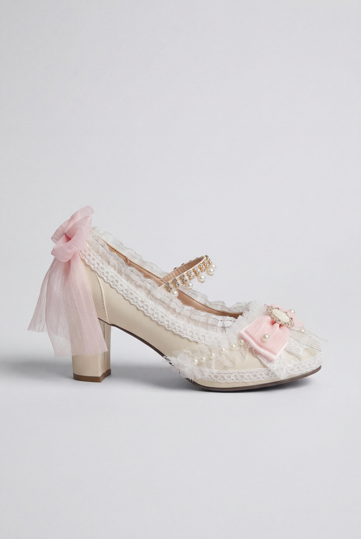 Rosette Cameo Lace heel