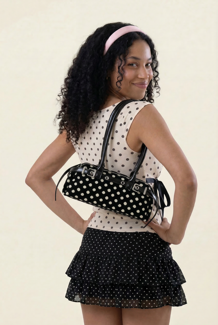 Polka Dot Sausage Shoulder Bag