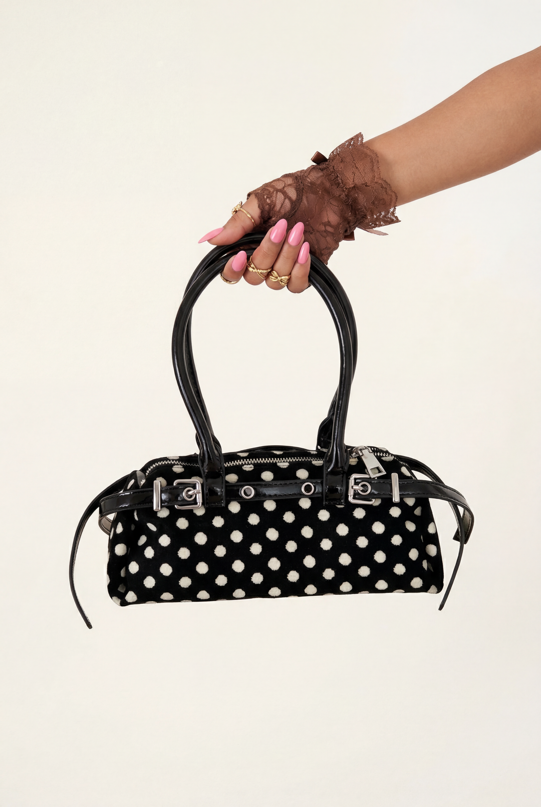 Polka Dot Sausage Shoulder Bag