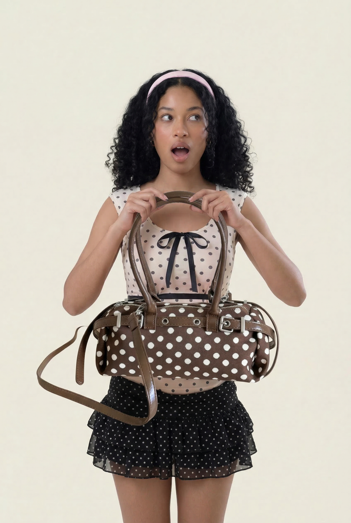 Polka Dot Sausage Shoulder Bag