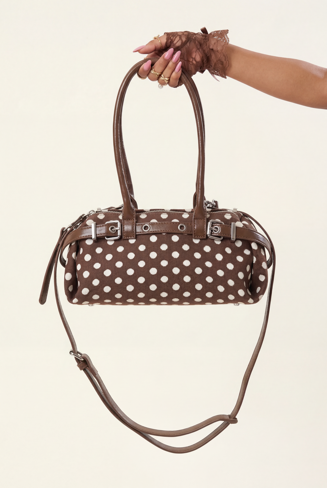 Polka Dot Sausage Shoulder Bag