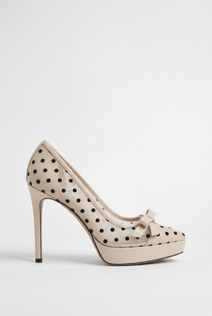 French Polka Dot Mesh Heels