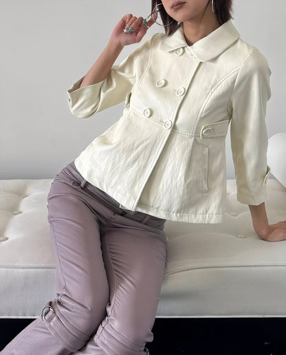 Classic Peter Pan Collar Leather Jacket