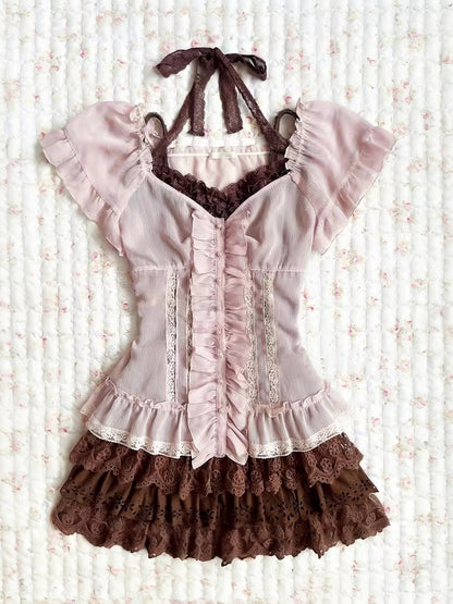 Mocha Rose Ruffle set