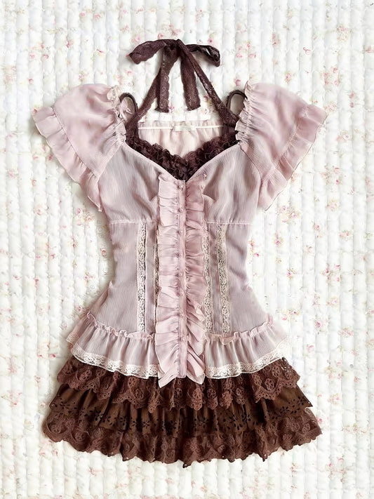 Mocha Rose Ruffle set