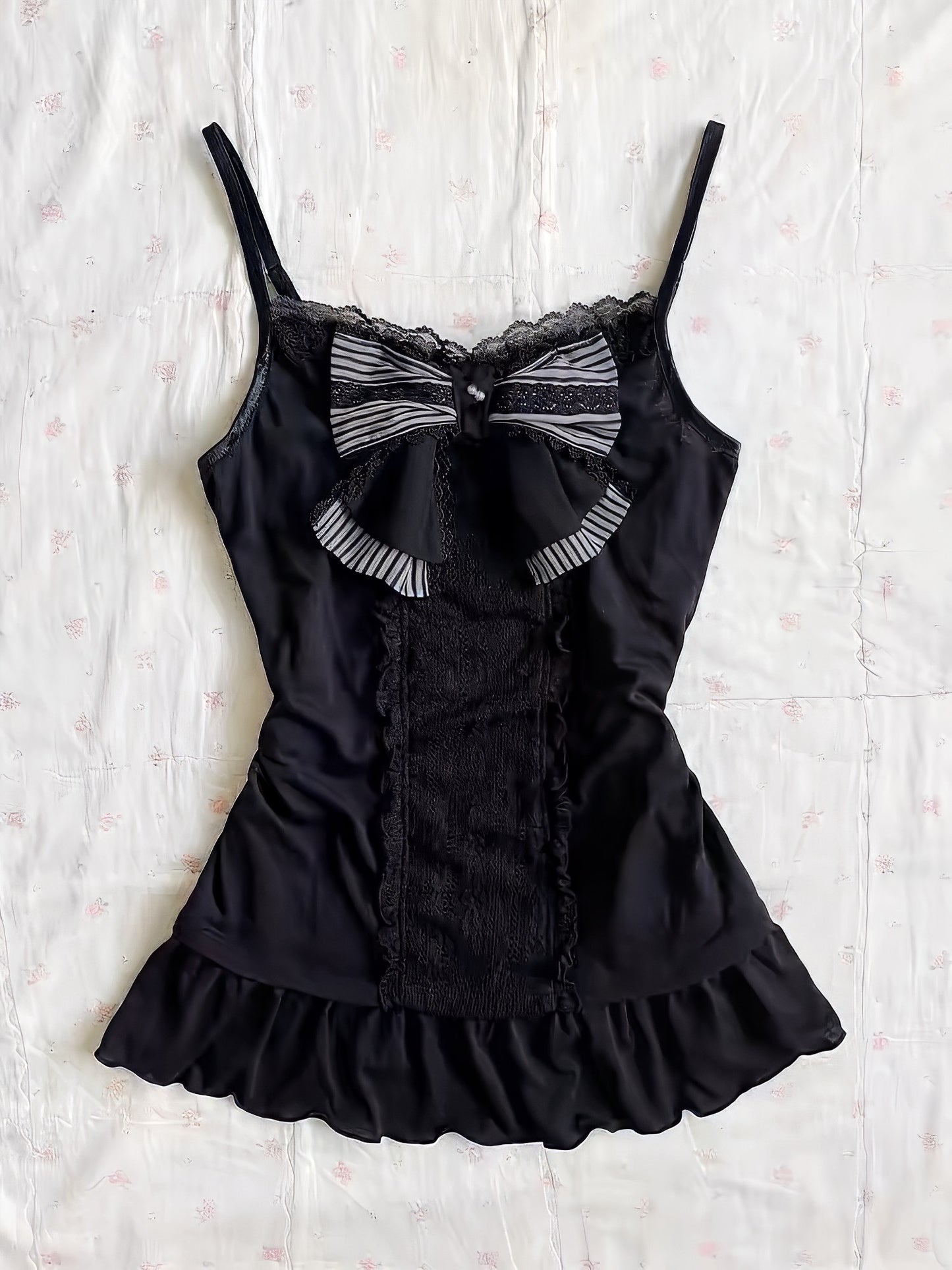 Midnight Charm Suspender Set – Blouse & Skirt