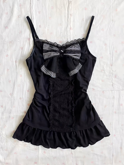 Midnight Charm Suspender Set – Blouse & Skirt