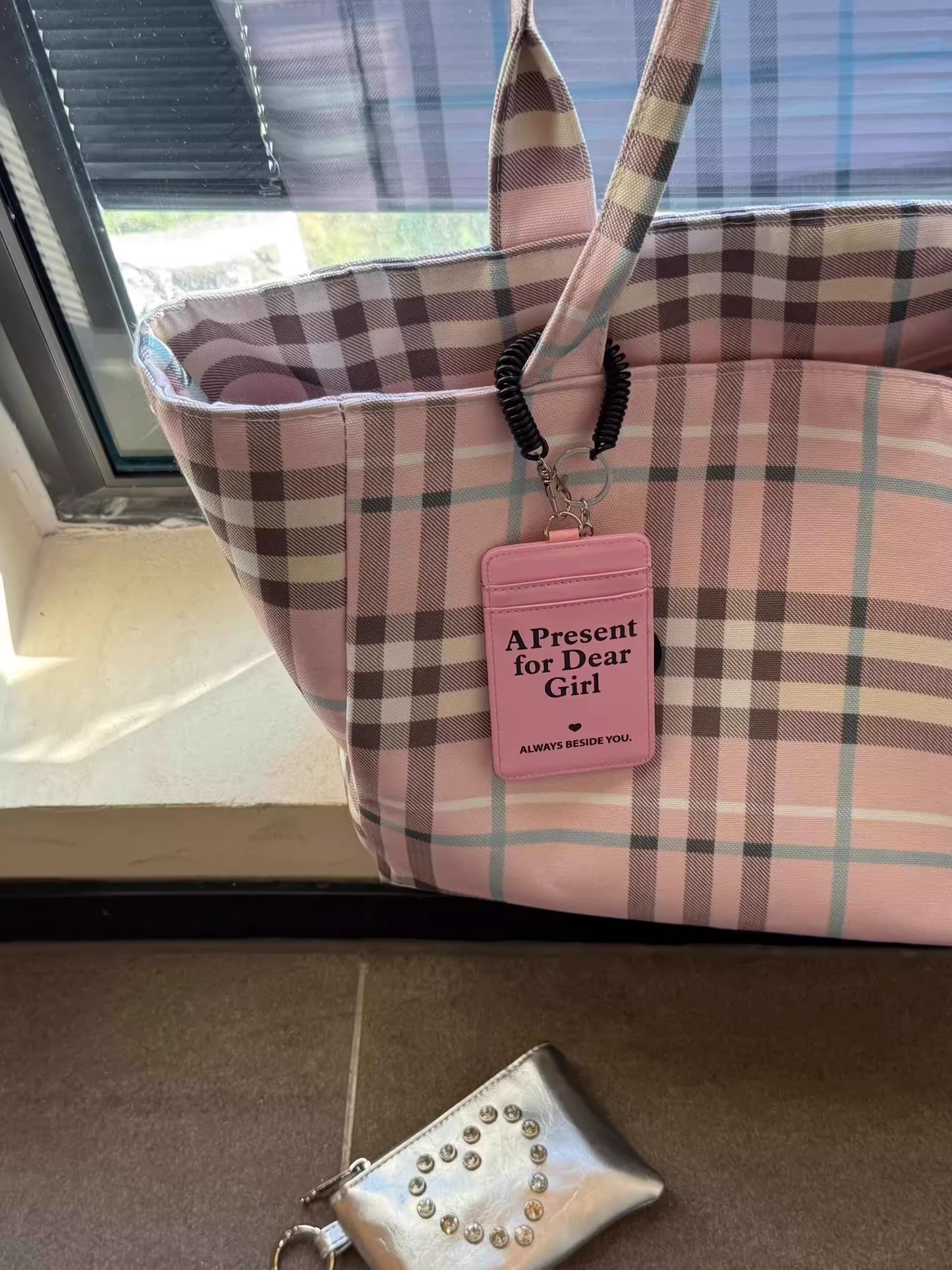 Double-Sided Plaid Canvas Tote Bag