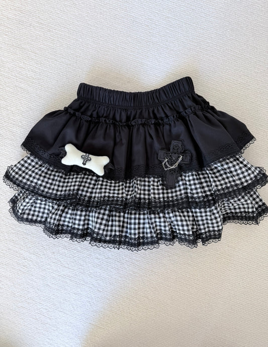Dark Tiered Ruffle Mini Skirt