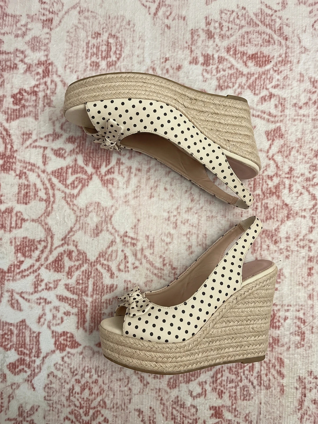 Zelie Polka Dot Jute Wedge Sandals