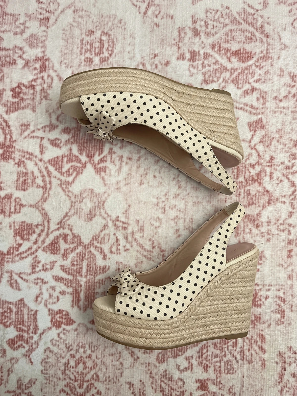 Zelie Polka Dot Jute Wedge Sandals