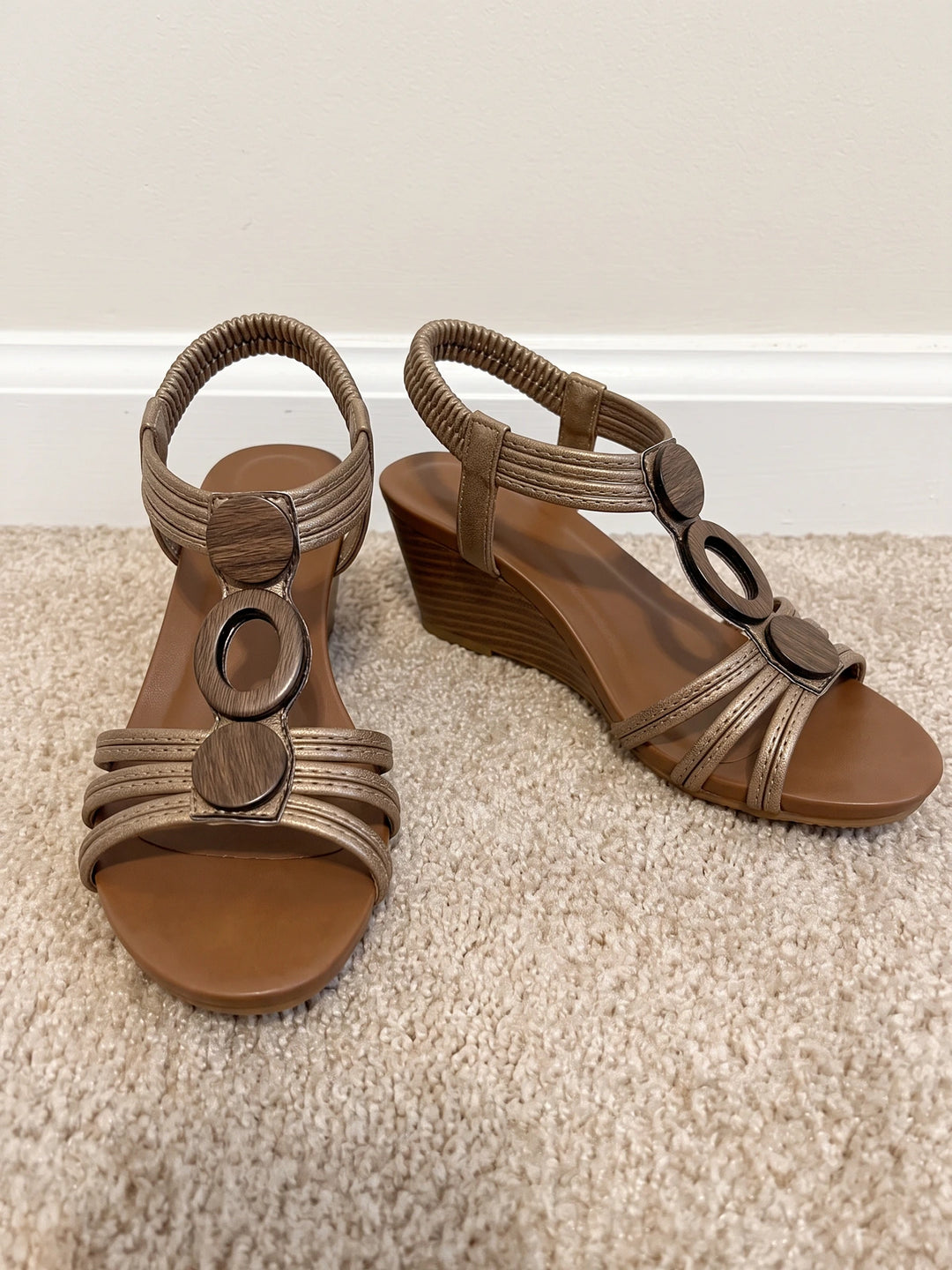Bernine Metallic Disc Wedge Sandals