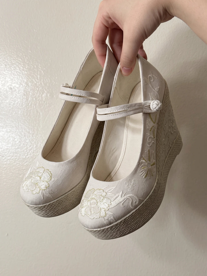 Zelie Embroidered Wedge Mary Janes