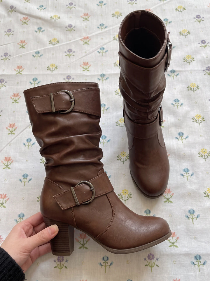Mirelline Slouchy Buckle Knee-High Boots
