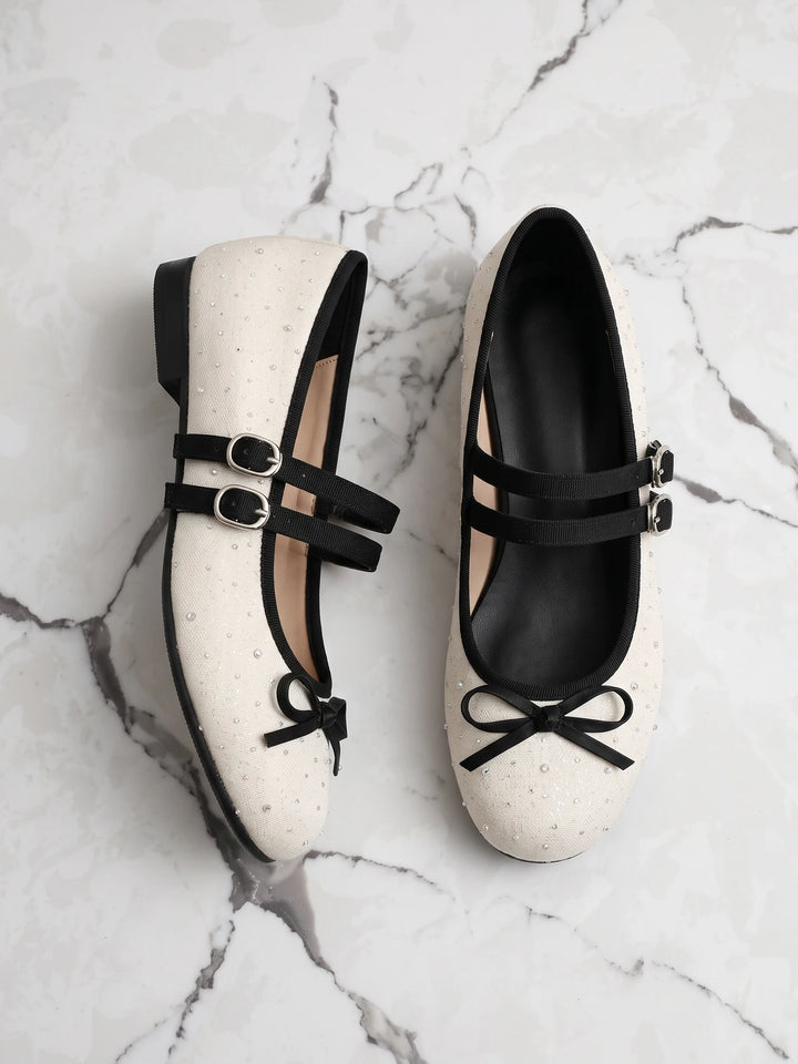 Mirettielle Glitter Bow Mary Jane Flats