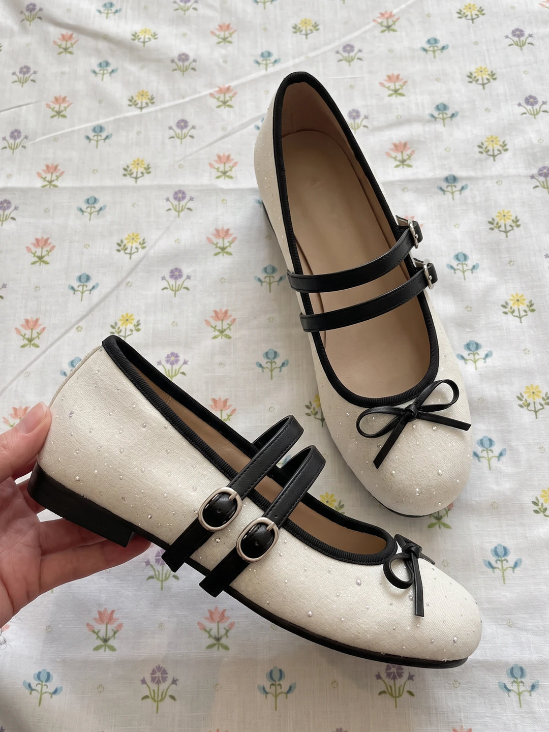 Mirettielle Glitter Bow Mary Jane Flats