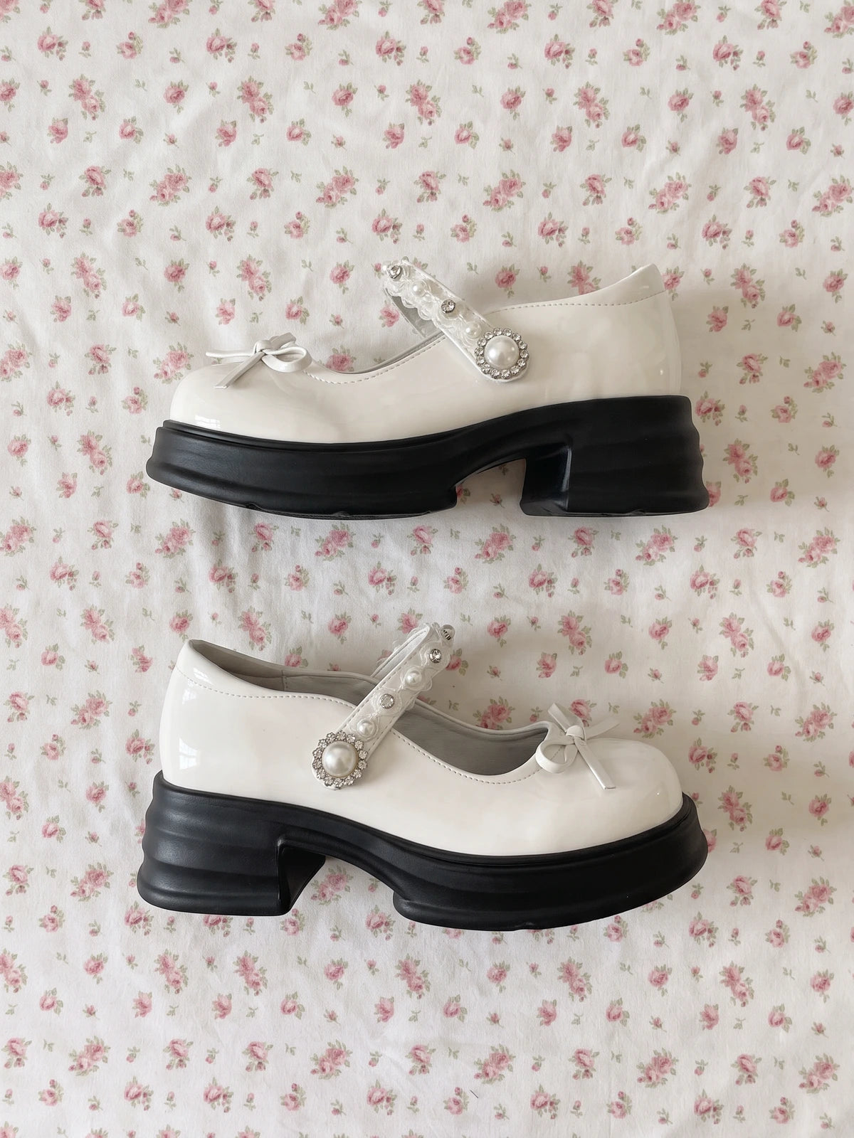 Ottaviolette Pearl Bow Platform Mary Janes