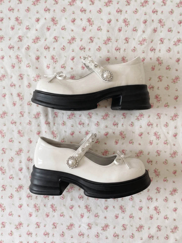 Ottaviolette Pearl Bow Platform Mary Janes