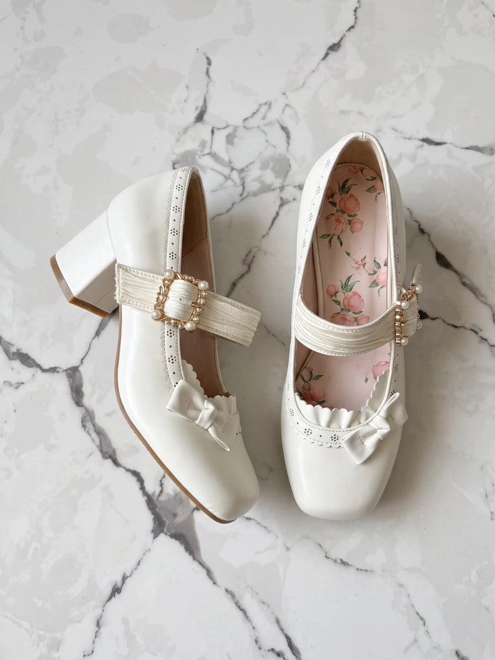 Mirelline Pearl Buckle Mary Jane Heels