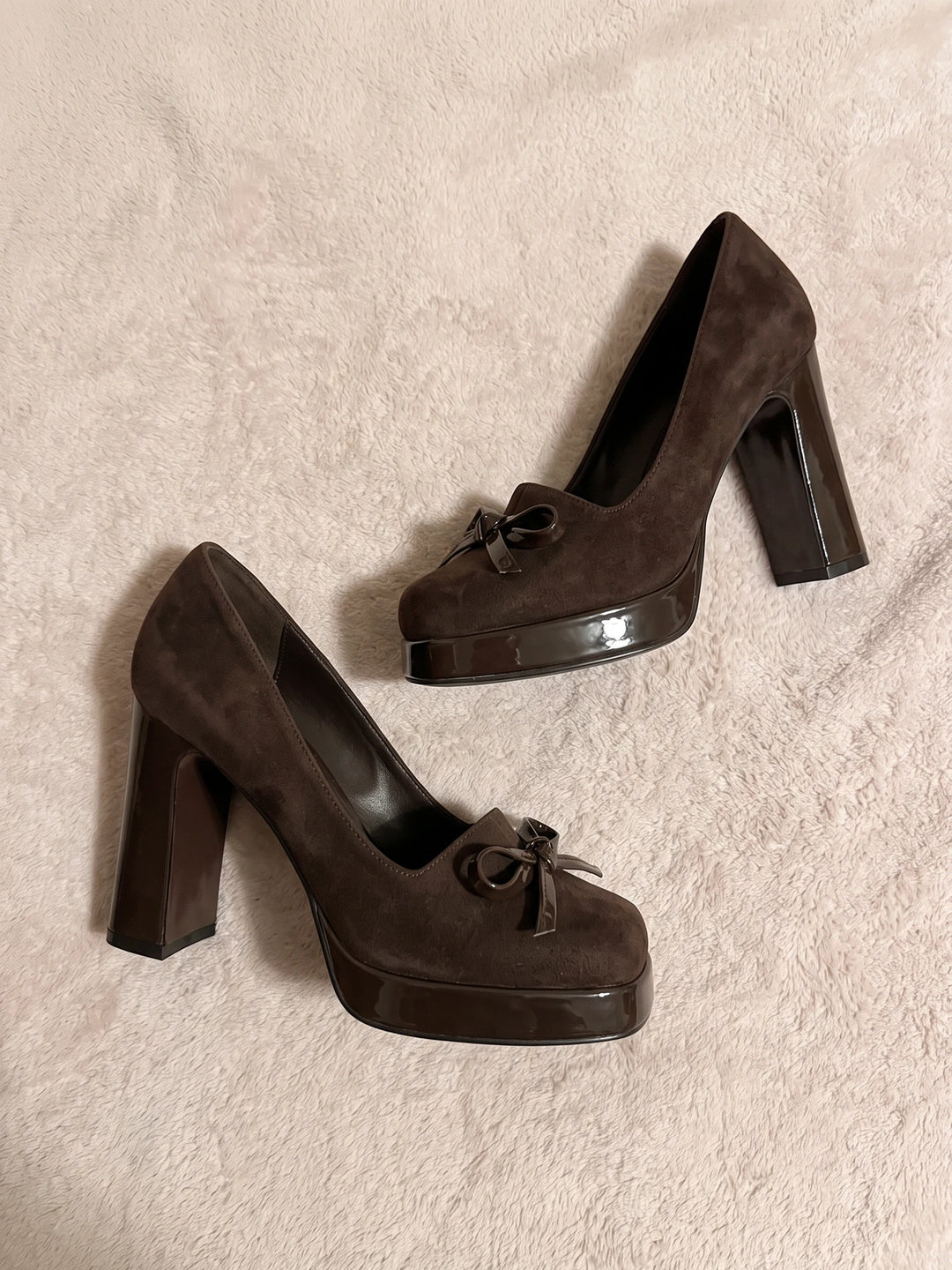 Helene Suede Bow Platform Heels