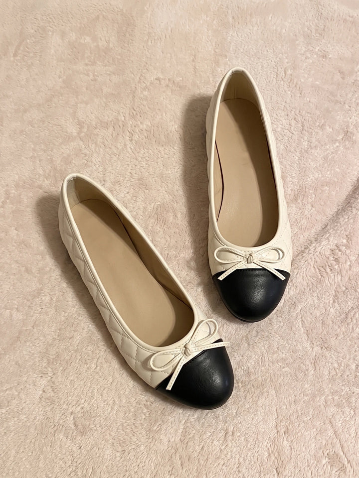Micheline Quilted Cap-Toe Ballet Flats