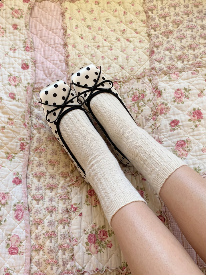Annelore Polka Dot Square Toe Flats