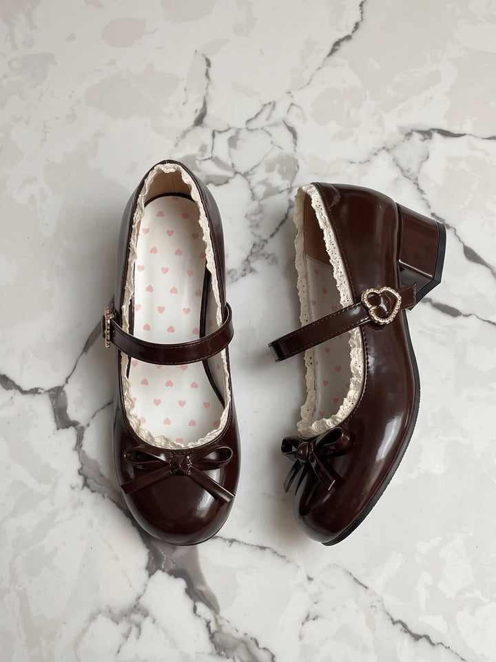 Mignettelle Heart-Buckle Lace Mary Jane Heels