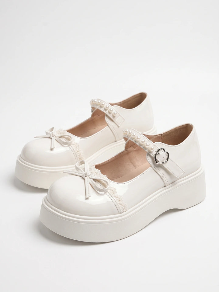 Celestielle Pearl Bow Platform Mary Janes