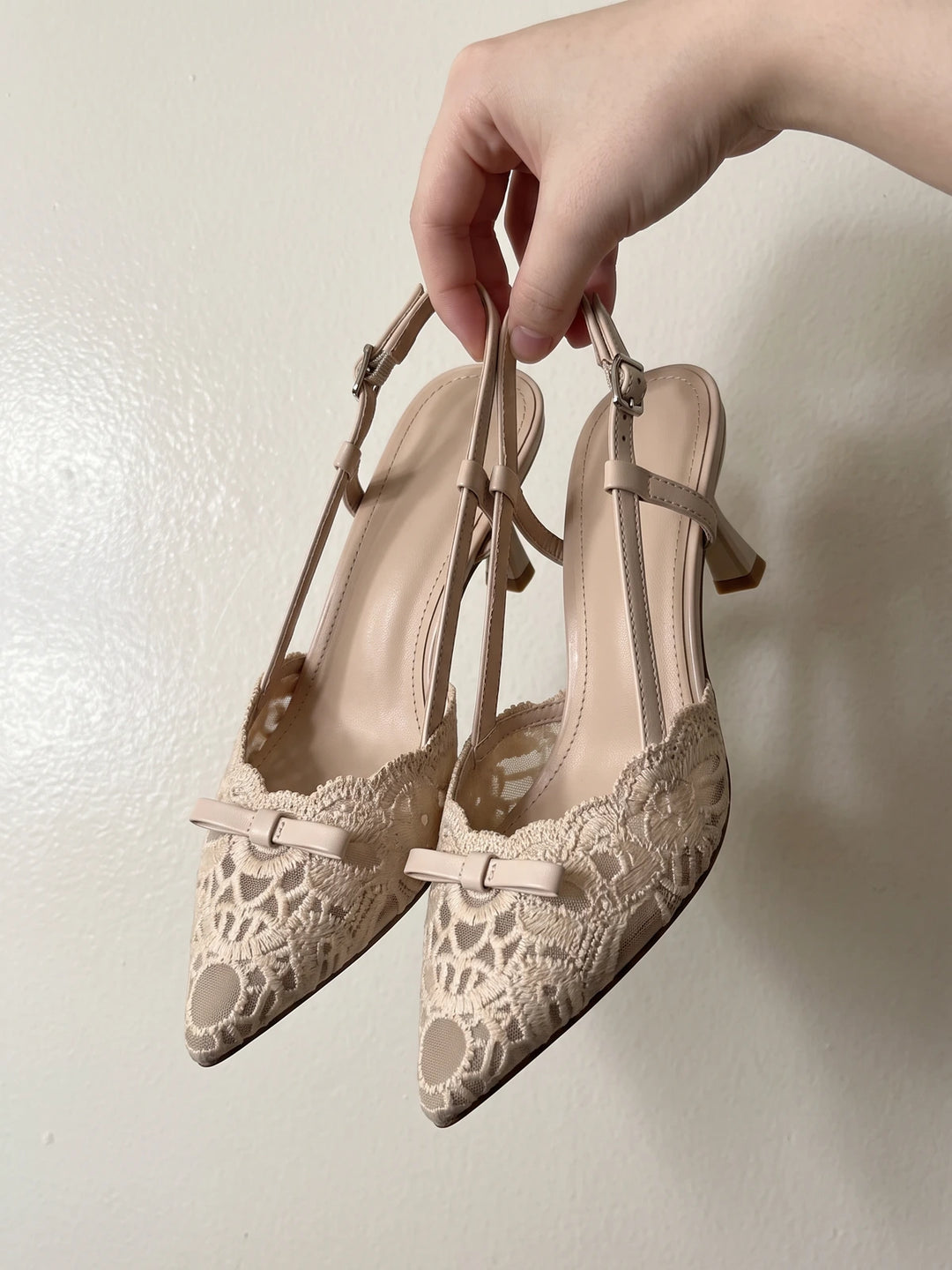 Evette Floral Lace Slingback Heels