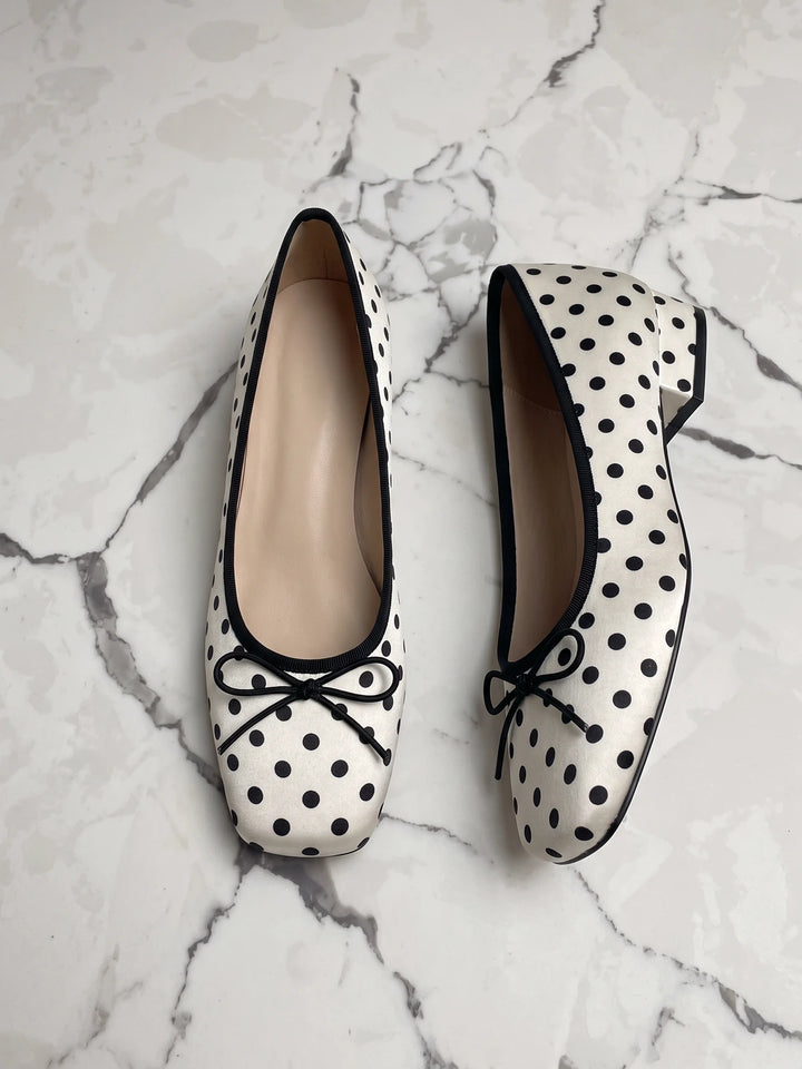 Annelore Polka Dot Square Toe Flats