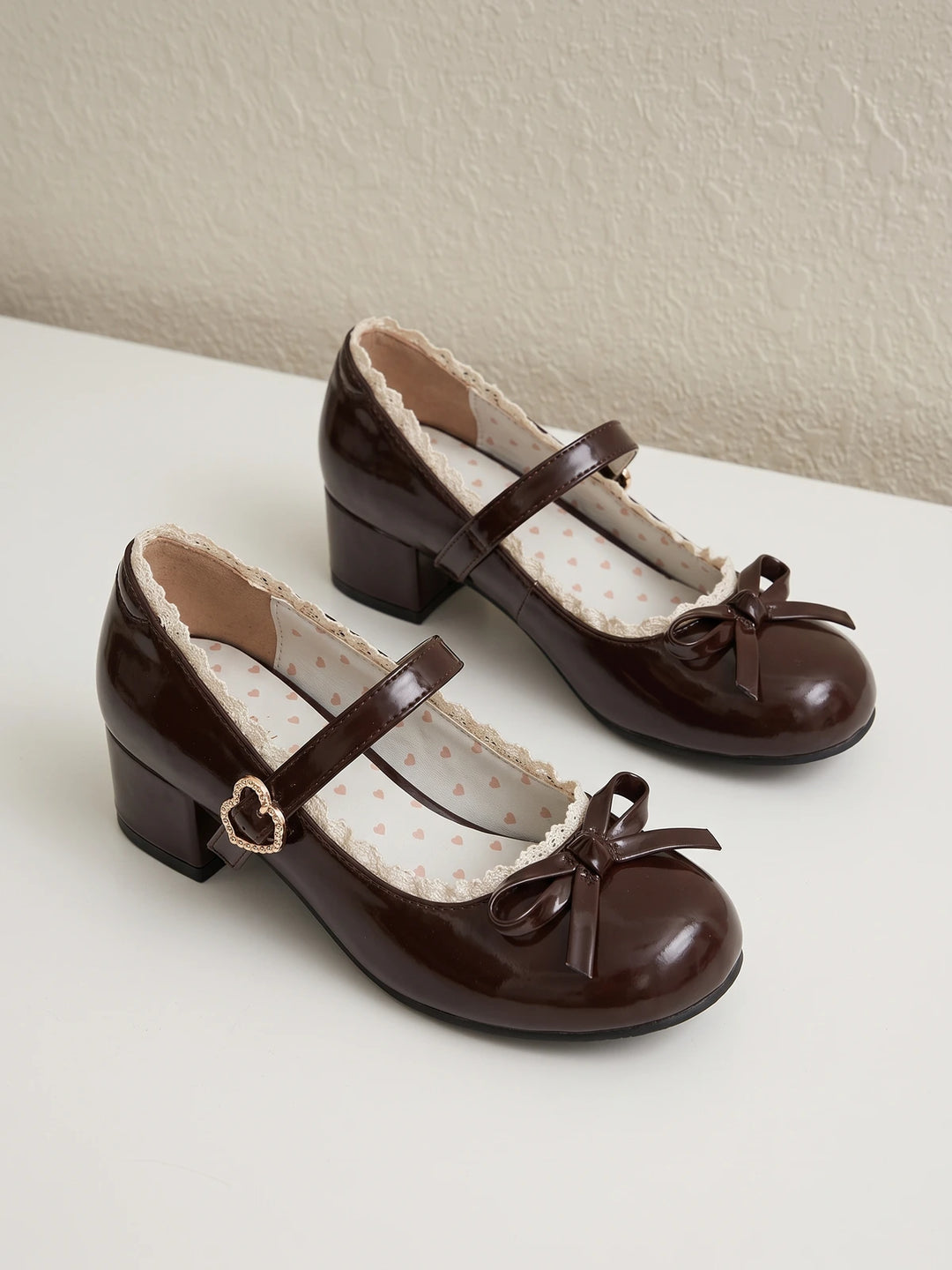 Fiorette Glossy Lace Mary Jane Heels