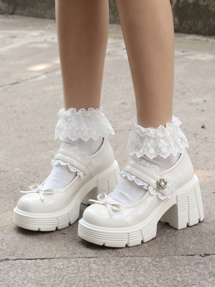 Ottaviolette Lace Bow Lug Sole Mary Janes