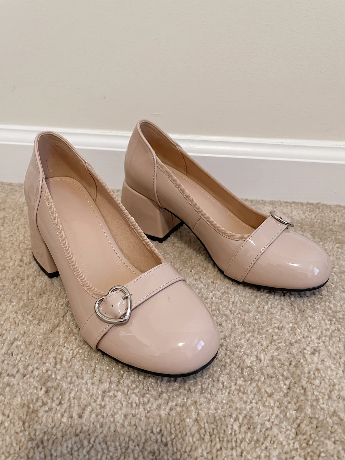 Amelotte Nude Patent Mary Jane Heels