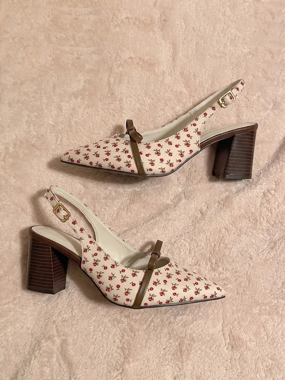 Zoe Floral Bow Slingback Heels
