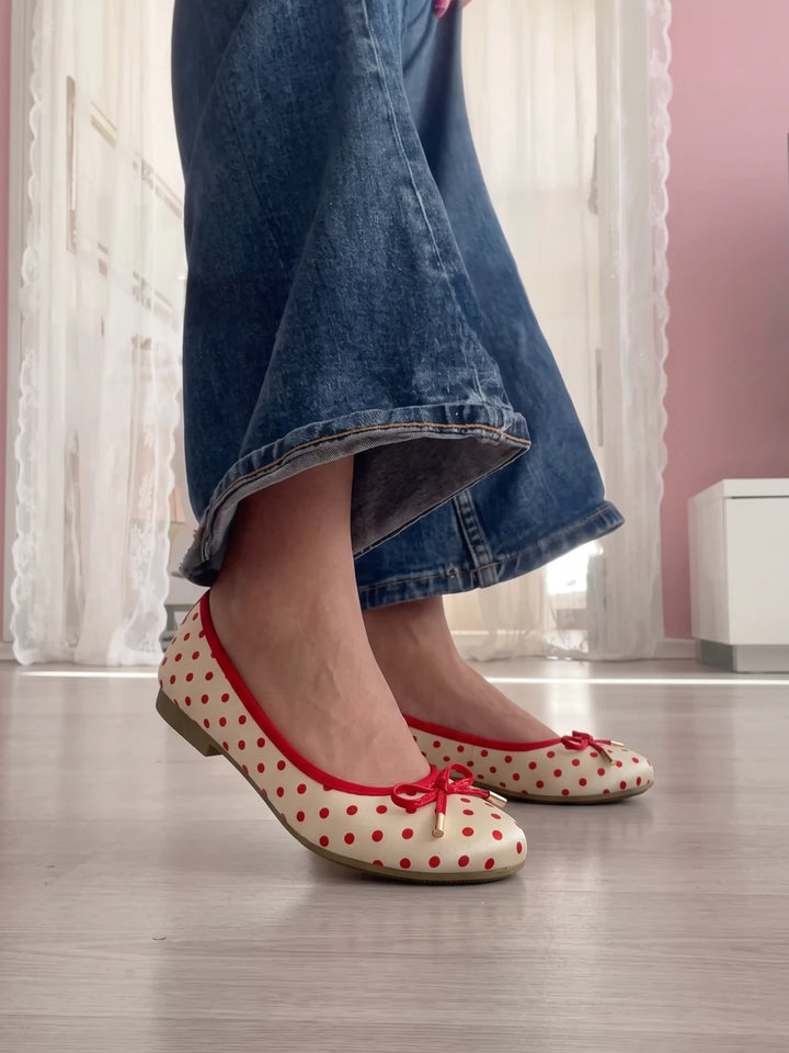 Lorraine Satin Polka Dot Flats