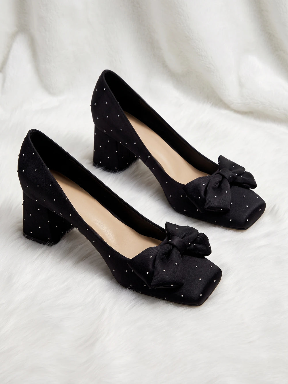 Mirellionna Crystal Bow Block Heels