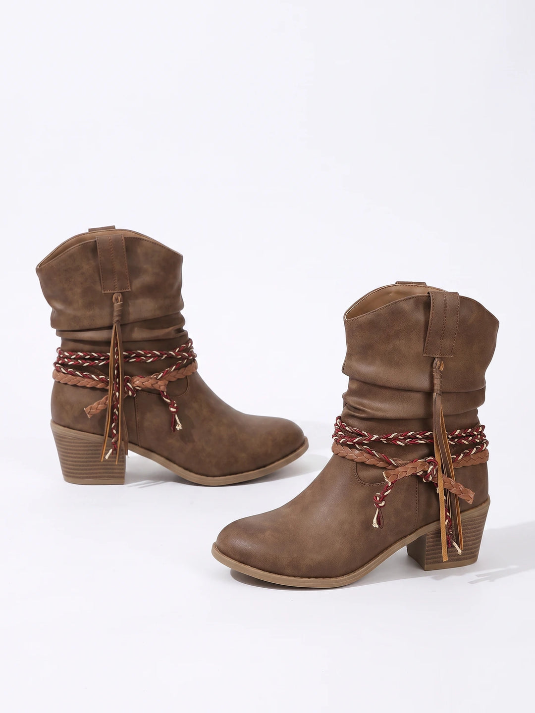 Solange Braided Tassel Mid-Calf Boots