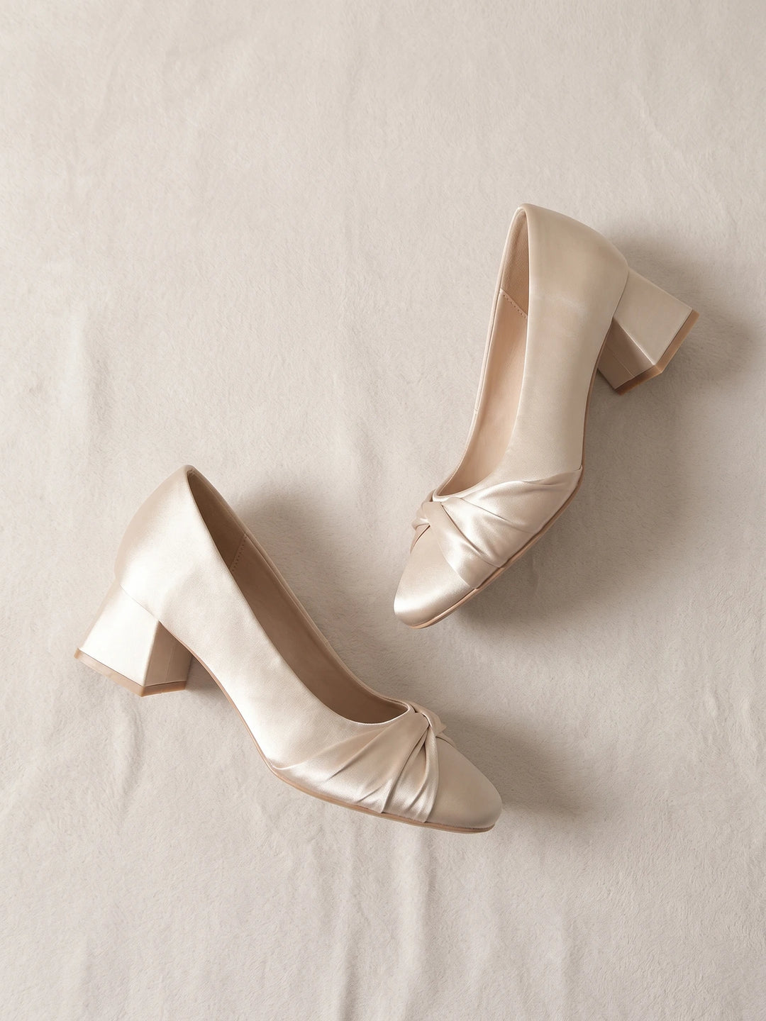 Therese Champagne Satin Knot Pumps