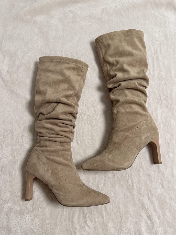 Yolande Slouchy Khaki Pointed Boots