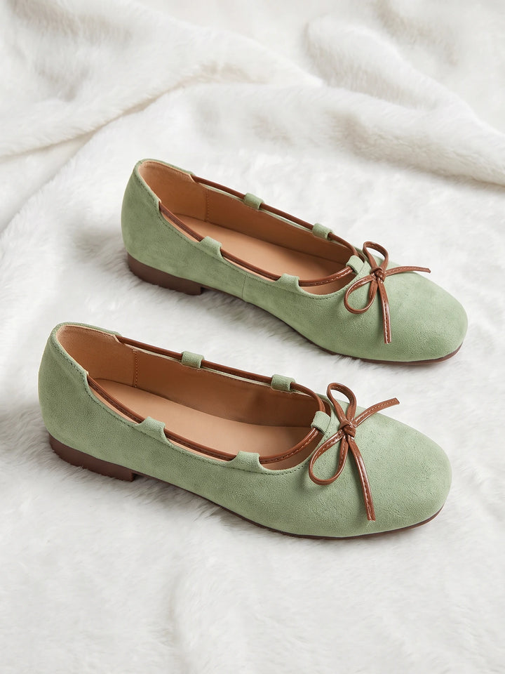 Avelina Sage Suede Bow Flats