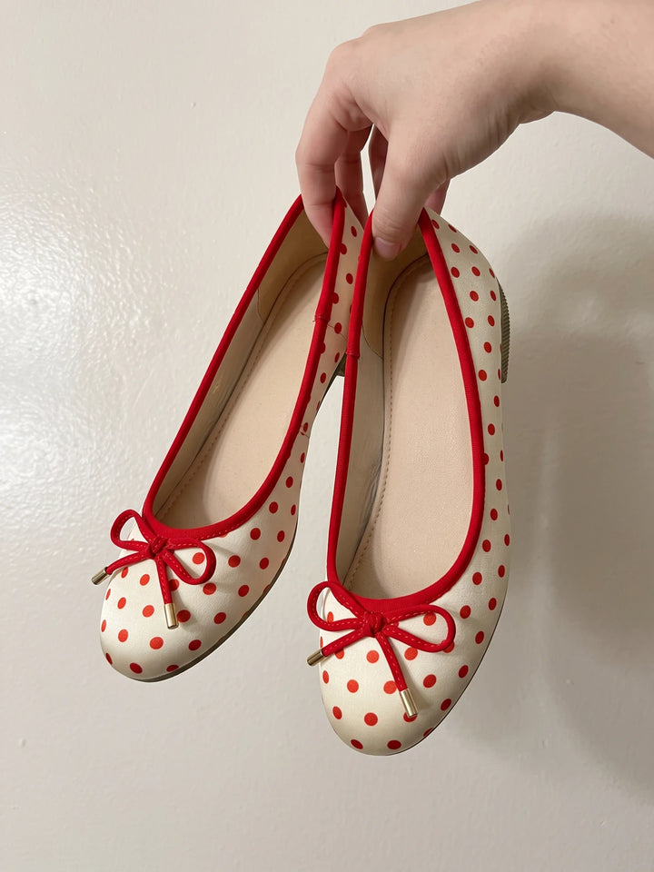 Lorraine Satin Polka Dot Flats