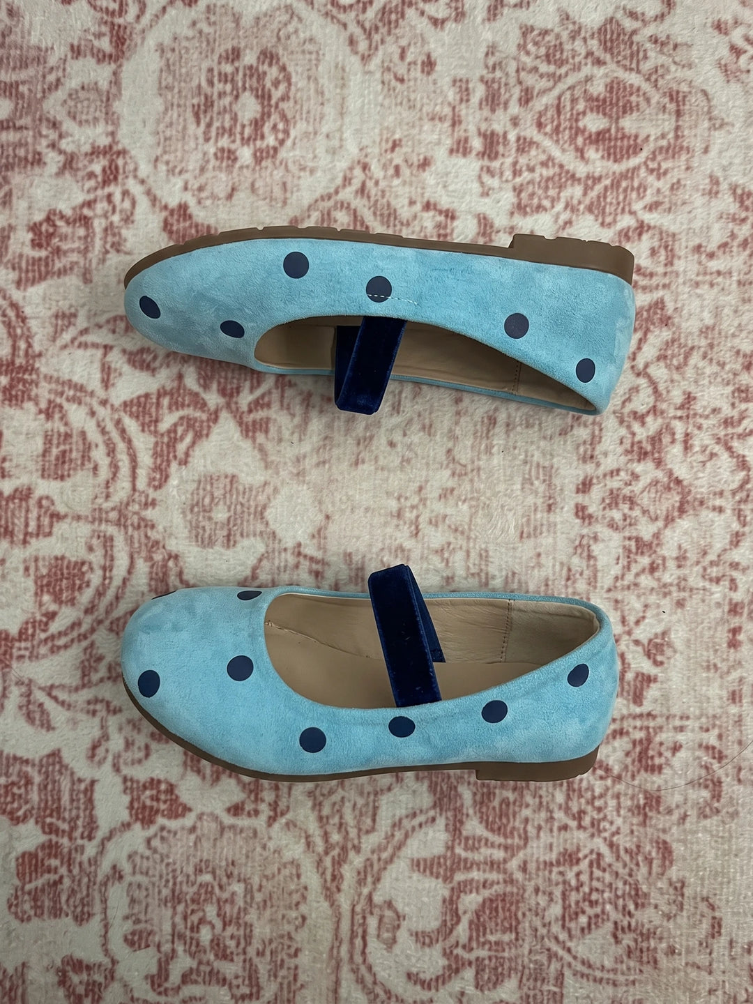 Meliette Polka Dot Velvet-Strap Flats
